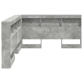 Stauraum-Kopfteil mit Regal mit Kopfteil mit Speicher Betongrau 140 cm Holzwerkstoff