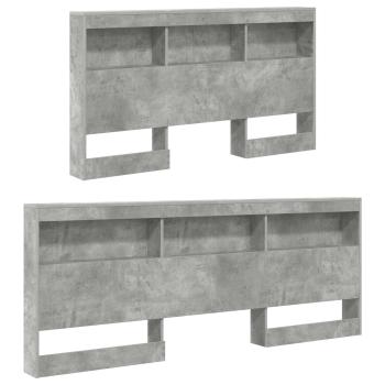 Stauraum-Kopfteil mit Regal mit Kopfteil mit Speicher Betongrau 140 cm Holzwerkstoff