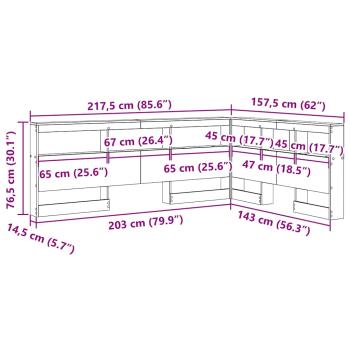 Stauraum-Kopfteil mit Regal Eiche handwerklich 140 cm Melamin