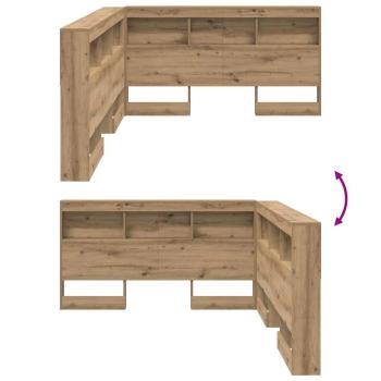 Stauraum-Kopfteil mit Regal Eiche handwerklich 140 cm Melamin