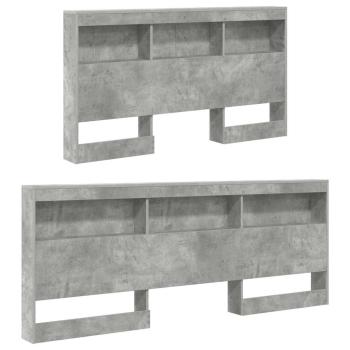Stauraum-Kopfteil mit Regal mit Kopfteil mit Speicher Betongrau 150 cm Melamin