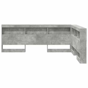 Stauraum-Kopfteil mit Regal mit Kopfteil mit Speicher Betongrau 150 cm Melamin