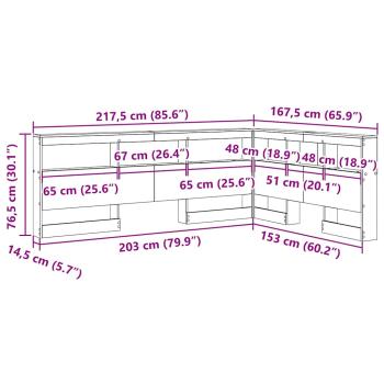 Stauraum-Kopfteil mit Regal mit Kopfteil mit Speicher Betongrau 150 cm Melamin