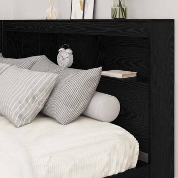 Stauraum-Kopfteil mit Regal Schwarze Eiche 160 cm Holzwerkstoff