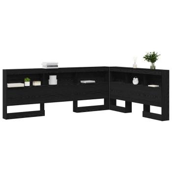 Stauraum-Kopfteil mit Regal Schwarze Eiche 160 cm Holzwerkstoff