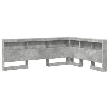 ARDEBO.de - Stauraum-Kopfteil mit Regal mit Kopfteil mit Speicher Betongrau 160 cm Holzwerkstoff