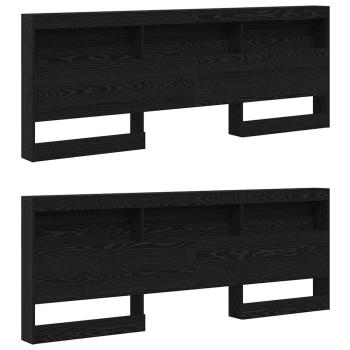 Stauraum-Kopfteil mit Regal Schwarze Eiche 180 cm Holzwerkstoff