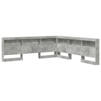 Stauraum-Kopfteil mit Regal mit Kopfteil mit Speicher Betongrau 180 cm Holzwerkstoff