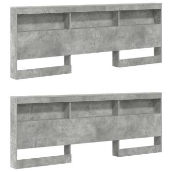 Stauraum-Kopfteil mit Regal mit Kopfteil mit Speicher Betongrau 180 cm Holzwerkstoff
