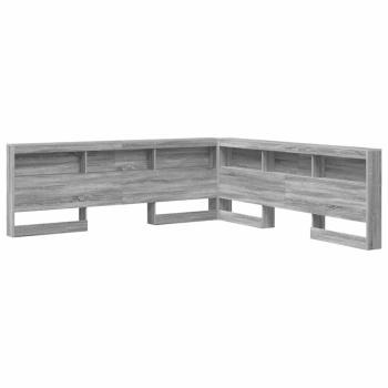 Stauraum-Kopfteil mit Regal mit Kopfteil mit Speicher Grau Sonoma 180 cm Holzwerkstoff