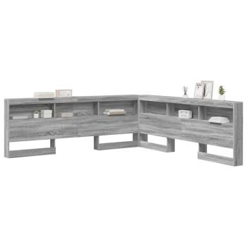 Stauraum-Kopfteil mit Regal mit Kopfteil mit Speicher Grau Sonoma 180 cm Holzwerkstoff