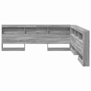 Stauraum-Kopfteil mit Regal mit Kopfteil mit Speicher Grau Sonoma 180 cm Holzwerkstoff