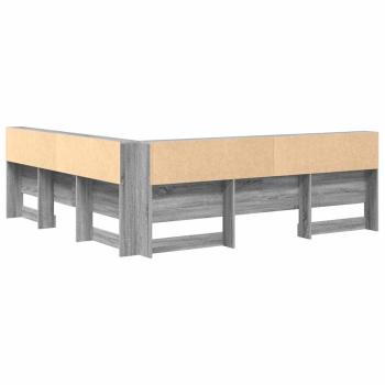 Stauraum-Kopfteil mit Regal mit Kopfteil mit Speicher Grau Sonoma 180 cm Holzwerkstoff