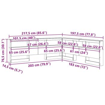 Stauraum-Kopfteil Eiche handwerklich 180 cm Holzwerkstoff