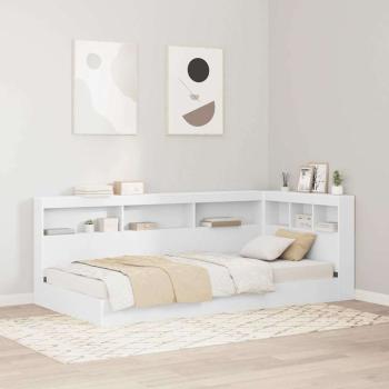 ARDEBO.de - Stauraum-Kopfteil mit Regal mit Kopfteil mit Speicher Weiß 90 cm Holzwerkstoff