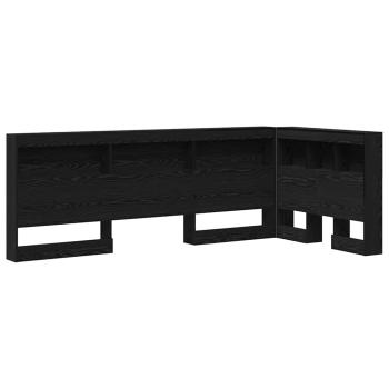 Stauraum-Kopfteil mit Regal Schwarze Eiche 90 cm Holzwerkstoff