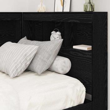 Stauraum-Kopfteil mit Regal Schwarze Eiche 90 cm Holzwerkstoff