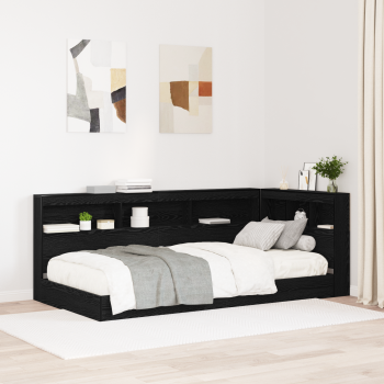 Stauraum-Kopfteil mit Regal Schwarze Eiche 90 cm Holzwerkstoff