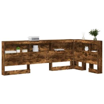 Stauraum-Kopfteil mit Regal mit Kopfteil mit Speicher Räuchereiche 90 cm Holzwerkstoff