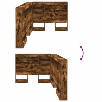 Stauraum-Kopfteil mit Regal mit Kopfteil mit Speicher Räuchereiche 90 cm Holzwerkstoff