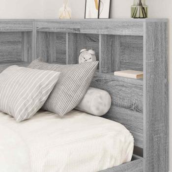 Stauraum-Kopfteil mit Regal mit Kopfteil mit Speicher Grau Sonoma 90 cm Holzwerkstoff