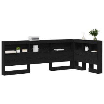 Stauraum-Kopfteil mit Regal Schwarze Eiche 75 cm Holzwerkstoff