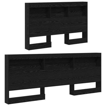 Stauraum-Kopfteil mit Regal Schwarze Eiche 120 cm Holzwerkstoff