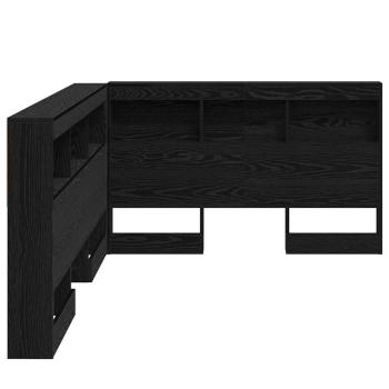 Stauraum-Kopfteil mit Regal Schwarze Eiche 120 cm Holzwerkstoff