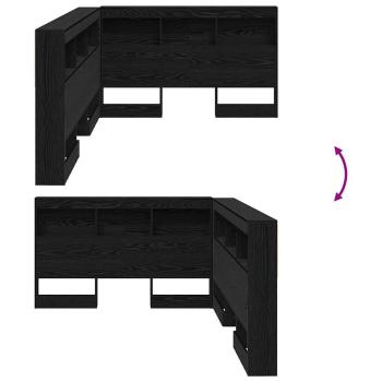 Aufbewahrungskopfteil Schwarz Eichen-Optik Holzwerkstoff