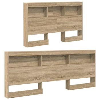Stauraum-Kopfteil mit Regal Sonoma Eiche 120 cm Holzwerkstoff
