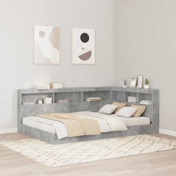 ARDEBO.de - Stauraum-Kopfteil mit Regal mit Kopfteil mit Speicher Betongrau 120 cm Holzwerkstoff