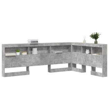 Stauraum-Kopfteil mit Regal mit Kopfteil mit Speicher Betongrau 120 cm Holzwerkstoff