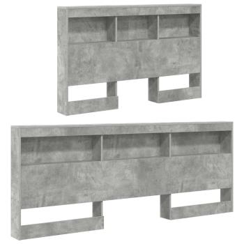 Stauraum-Kopfteil mit Regal mit Kopfteil mit Speicher Betongrau 120 cm Holzwerkstoff