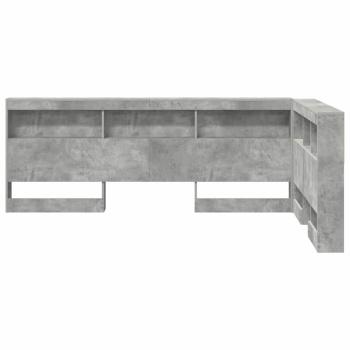 Stauraum-Kopfteil mit Regal mit Kopfteil mit Speicher Betongrau 120 cm Holzwerkstoff