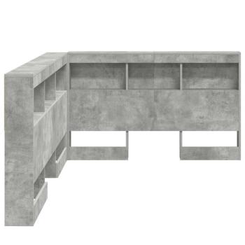 Stauraum-Kopfteil mit Regal mit Kopfteil mit Speicher Betongrau 120 cm Holzwerkstoff