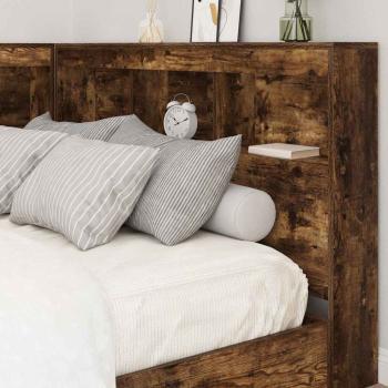 Stauraum-Kopfteil mit Regal Räuchereiche 120 cm Holzwerkstoff
