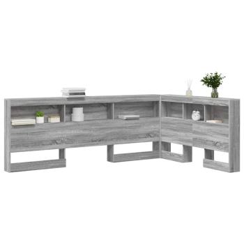 Stauraum-Kopfteil mit Regal mit Kopfteil mit Speicher Grau Sonoma 120 cm Holzwerkstoff
