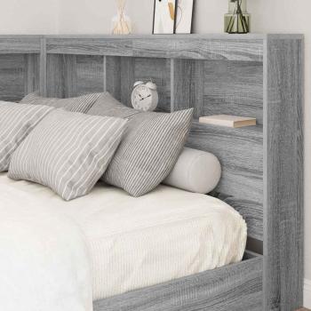 Stauraum-Kopfteil mit Regal mit Kopfteil mit Speicher Grau Sonoma 120 cm Holzwerkstoff