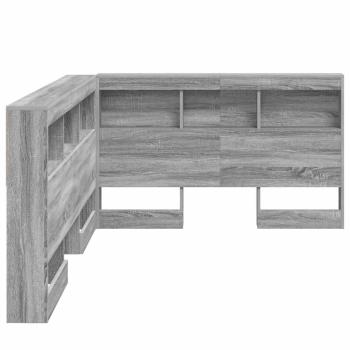 Stauraum-Kopfteil mit Regal mit Kopfteil mit Speicher Grau Sonoma 120 cm Holzwerkstoff
