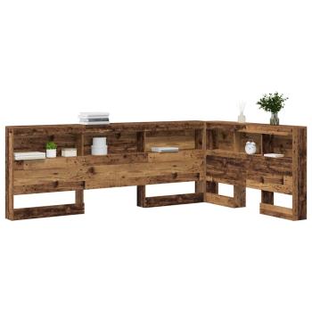 Stauraum-Kopfteil mit Regal mit Kopfteil mit Speicher Altholz 120 cm Holzwerkstoff