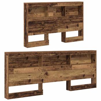 Stauraum-Kopfteil mit Regal mit Kopfteil mit Speicher Altholz 120 cm Holzwerkstoff