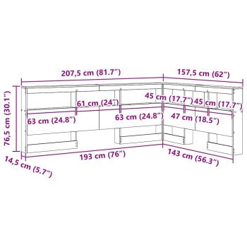 Stauraum-Kopfteil mit Regal Räuchereiche 140 cm Holzwerkstoff