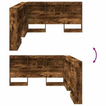 Stauraum-Kopfteil mit Regal Räuchereiche 140 cm Holzwerkstoff