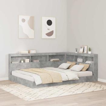 ARDEBO.de - Stauraum-Kopfteil mit Regal mit Kopfteil mit Speicher Betongrau 135 cm Holzwerkstoff