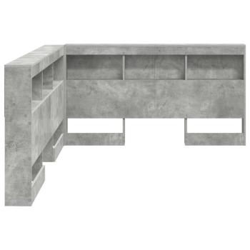 Aufbewahrungskopfteil mit Regal Beton Grau 135 cm Holzwerkstoff