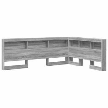 Stauraum-Kopfteil mit Regal mit Kopfteil mit Speicher Grau Sonoma 135 cm Holzwerkstoff