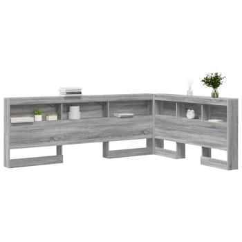 Stauraum-Kopfteil mit Regal mit Kopfteil mit Speicher Grau Sonoma 135 cm Holzwerkstoff