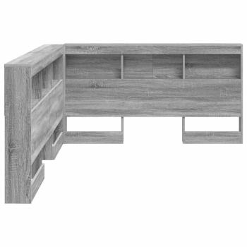 Stauraum-Kopfteil mit Regal mit Kopfteil mit Speicher Grau Sonoma 135 cm Holzwerkstoff