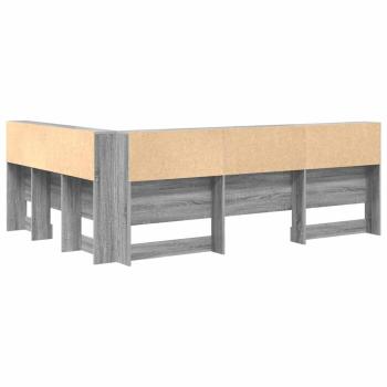 Stauraum-Kopfteil mit Regal mit Kopfteil mit Speicher Grau Sonoma 135 cm Holzwerkstoff