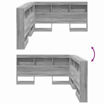 Stauraum-Kopfteil mit Regal mit Kopfteil mit Speicher Grau Sonoma 135 cm Holzwerkstoff